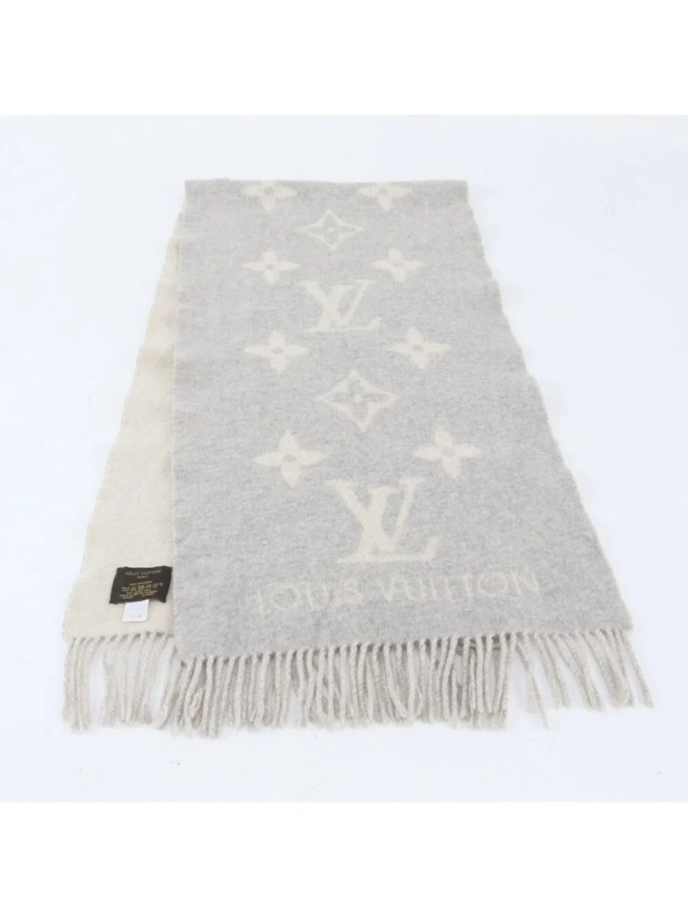 Louis Vuitton Tag Echarpe Reykjavik Cashmere 100% Monogram Scarf Gray
